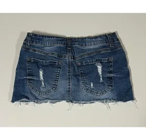 Wax Jean Blue Denim Distressed Bodycon Mini Skirt Bottoms Size S 💙✨ thumbnail 3