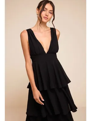 NWT Lulus Amazing Evening Black Tiered Maxi Dress - Size: Medium thumbnail 7