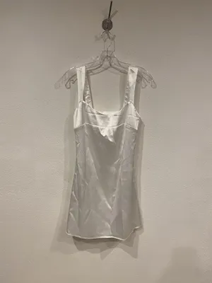 Peppermayo Odette Satin Mini Dress Womens 6 White Square Neck Sleeveless Party thumbnail 2