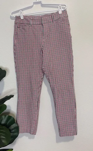 Old Navy Red,White, and black Gingham pixie high rise secret slim pocket pants 6 thumbnail 1