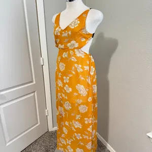 Stone‎ Row Mustard Open Back Floral Maxi Dress Size Small thumbnail 11