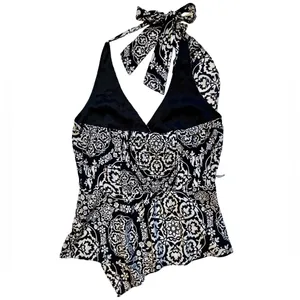 White House Black Market Silk Medallion Print Halter Top Size 10 NWT thumbnail 6