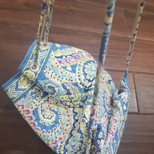 Vera Bradley backpack in blue purple and green . Very clean thumbnail 3