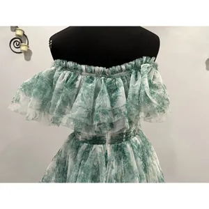 Sherri Hill 56128 Green Print Ruffle Off the Shoulder Gown Sz 6 NWOT thumbnail 7
