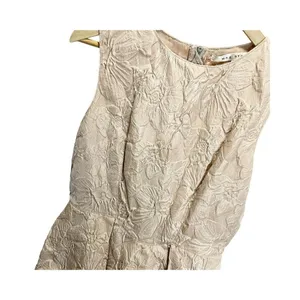 Max‎ Studio 2 Cappuccino Cream Jacquard Office Party Dress Pleated Skirt floral thumbnail 2
