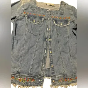 👖 Vintage Studio‎ West Women’s Denim Shirt Jacket L 👖 thumbnail 2