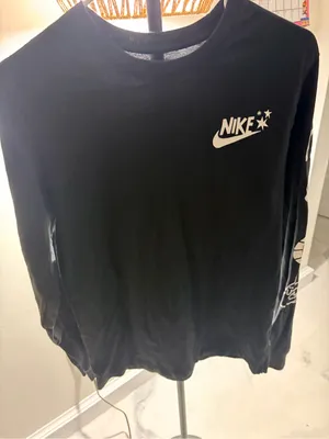 Nike Black Long Sleeve Shirt with White Swoosh Stars thumbnail 1