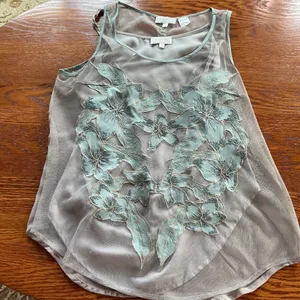 Miss Me Embellished Mesh Sleeveless Tank with Camisole in Jasmine Combo sz S EUC thumbnail 3