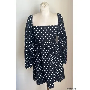 Reformation Michaela Black Polka Dot Dress size 4 thumbnail 2