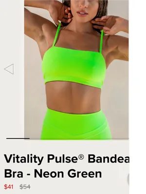 Vitality Bandeau Bra Top in Lime Green *Removable Straps* Size Large thumbnail 6