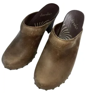 Dansko Women’s Rae Distressed Studded Brown Leather Heeled Clog US 38 EU 7.5‎ thumbnail 2