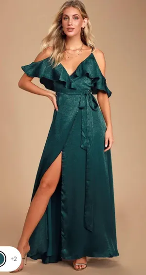 Lulus Green Satin Maxi Dress thumbnail 1