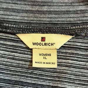 Woolrich Womens XL Grey Striped Long Sleeve‎ Polo Shirt Collared Heritage Style thumbnail 9