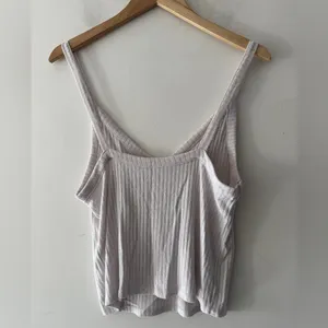 American Eagle Soft & Sexy Rib White‎ V Neck Tank Top thumbnail 3