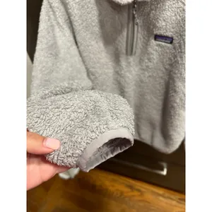 Patagonia Womens Gray Sherpa Fleece Soft Quarter Zip‎ Pullover Jacket small thumbnail 4