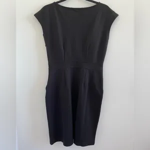 Quince Black Ultra Stretch Ponte Knit Cap Sleeve Dress Size Medium Minimalist thumbnail 8
