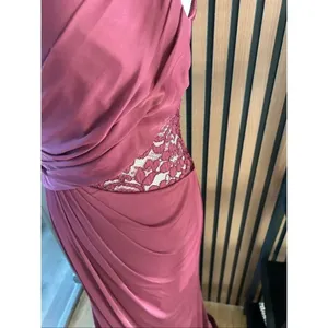 David’s bridal one shoulder with lace long maxi bridesmaid dress a size 4 color thumbnail 2