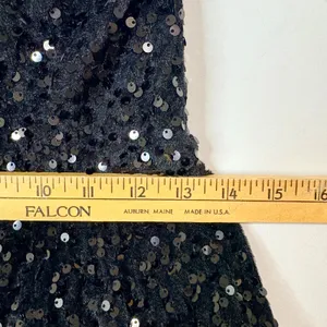 Women’s Velvet Sequin Tiered Mini Dress Black XS Small Party Cocktail thumbnail 6