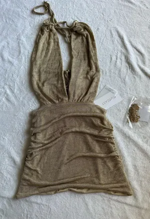 Outcast Clothing Cori Mini Dress Gold thumbnail 4