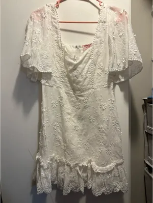 Hello Molly Showpo White Lace Flutter Sleeve Mini Dress thumbnail 3