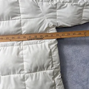 YPB Cream Puffer Jacket Women's Large Winter Quilted Coat Warm Zip Snap‎ Neutral thumbnail 8