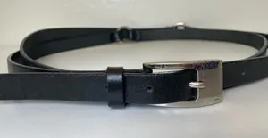Brooklyn Industries Black Leather Double Wrap Belt Silver Buckle Size 32” (S) thumbnail 1
