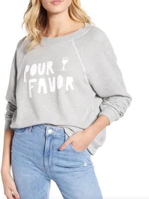 Wild fox medium pour favor grey sweatshirt medium crew neck thumbnail 1