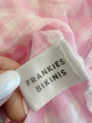 FRANKIE’S BIKINIS‎ Cristabelle Linen Maxi Dress Pink White Gingham Cottagecore thumbnail 8