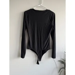 Abercrombie & Fitch Womens Black Long Sleeve Crew Neck Snap‎ Bottom Bodysuit M thumbnail 3