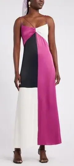 Nordstrom x Harlem's Fashion Row Harbison Satin Maxi Slip Dress‎ Size XL thumbnail 1