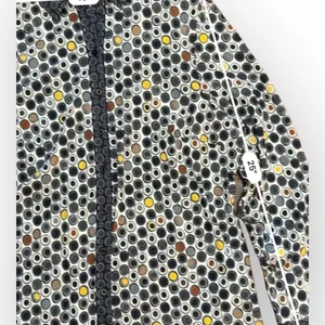 Erfo Pure Cotton Navy Blue Polka Dot‎ Button Up Blouse Top Size L thumbnail 5