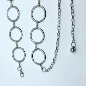 Y2K Minimalist Silver Open Circle Chain Belt, Fits 24.5–42 Inches, X7GA1229 thumbnail 8