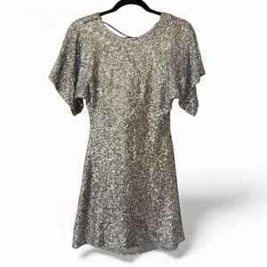 Zara sequin  silver cowl back mini party dress thumbnail 2