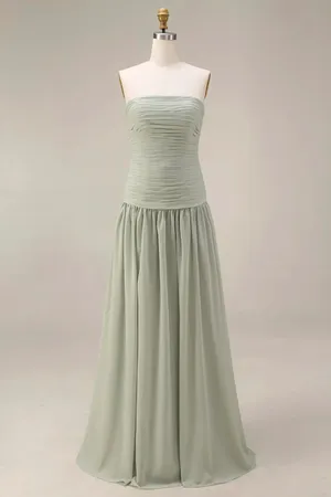 Mint Strapless Ruched Maxi Dress Green Size 2 thumbnail 2