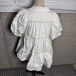 Sofie the Label White Cotton Tiered Puff Sleeve Babydoll Dress S1151D Small thumbnail 3