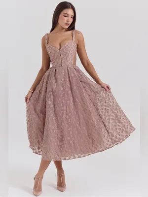 House of CB Lovely French Rose Jacquard Sweetheart Neckline Midi Dress L thumbnail 7