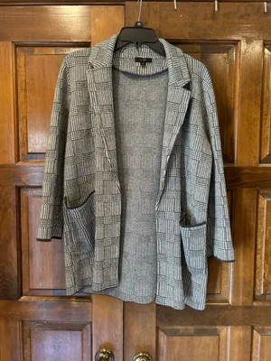 J. Crew Sophie Open-Front Sweater Blazer‎ Glen Plaid Merino Wool Cotton Small S thumbnail 4