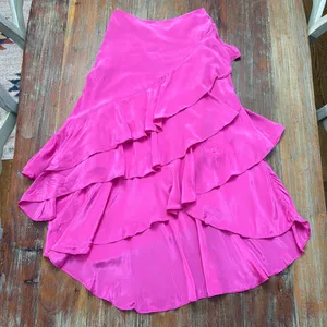 FARM RIO Dark Pink Marrocaine Ruffle High-Low Skirt NWT Flaws Size XXS thumbnail 1