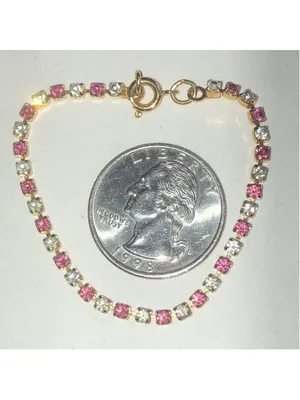 Elegant Gold Tone Pink CZ Rhinestone Bracelet thumbnail 4