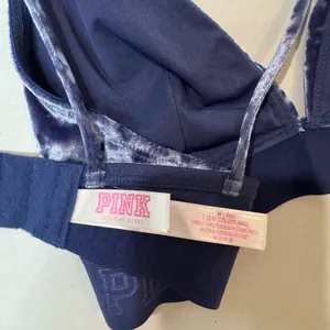 PINK - Victoria's Secret Dark Blue Velvet Triangle Bralette Women’s Size Medium thumbnail 10