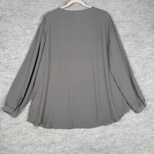 Maurices Size-XXL Women Top Gray Studded V-Neck Long Sleeve Blouse thumbnail 2