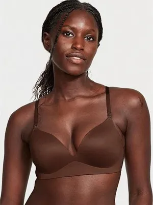 NWT PINK Victoria’s Secret Wireless Seamless Push-Up Bralette Brown Small thumbnail 1
