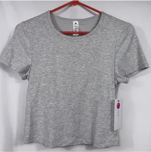 Yogalicious Heavenly Rib Tara Crop Top M NWT Gray thumbnail 1