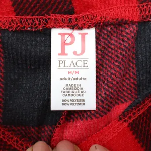 PJ Place Red Black Buffalo Plaid Pajama Pants Adult Medium Waffle Knit Lounge thumbnail 3