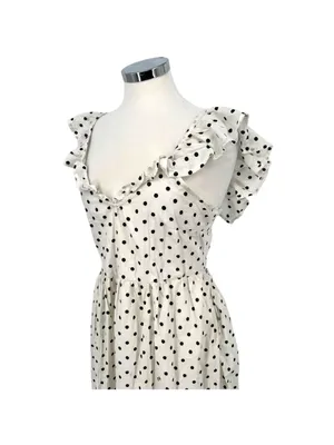 Boohoo Polka Dot Midi Dress Cottagecore French GirlmRetro Ruffle Size 8 NWT thumbnail 5
