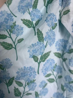 Light Blue Floral Midi Dress with V-Neck thumbnail 3