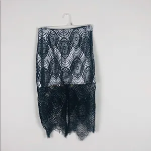 Mustard Seed Black Metallic Silver Lace Midi Skirt Set Two Piece Size Small thumbnail 7