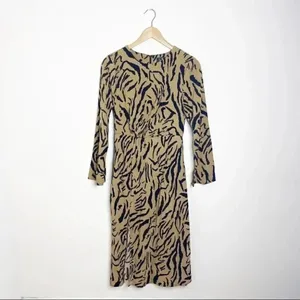 Lulus On the Prowl Tiger Print Long Sleeve Midi Dress Brown Black Size S thumbnail 10