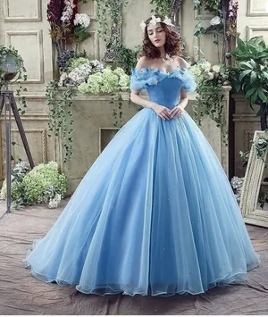 Women's Off Shoulder Quinceanera Ball Gowns Masquerade Princess Long Prom Formal Evening Party Dress thumbnail 1
