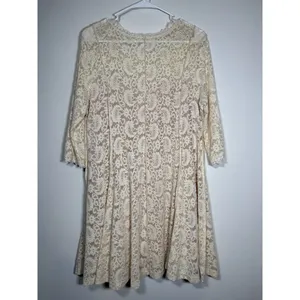 UMGEE Ivory Lace Dress 3/4 Sleeve MEDIUM Bachelorette Ethereal‎ Boho Romantic thumbnail 3